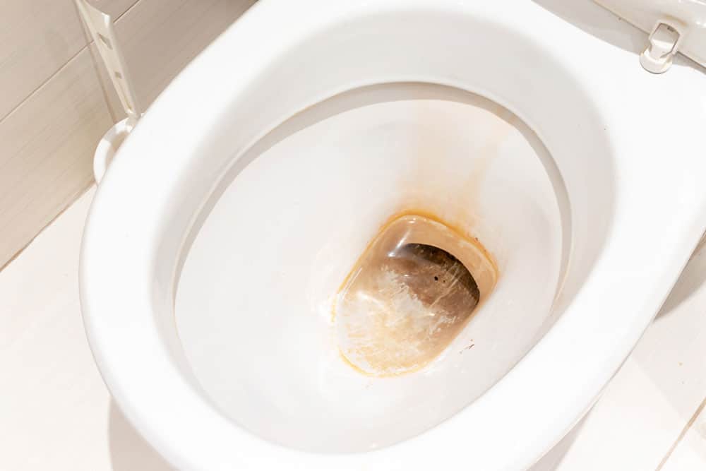 bruine aanslag wc