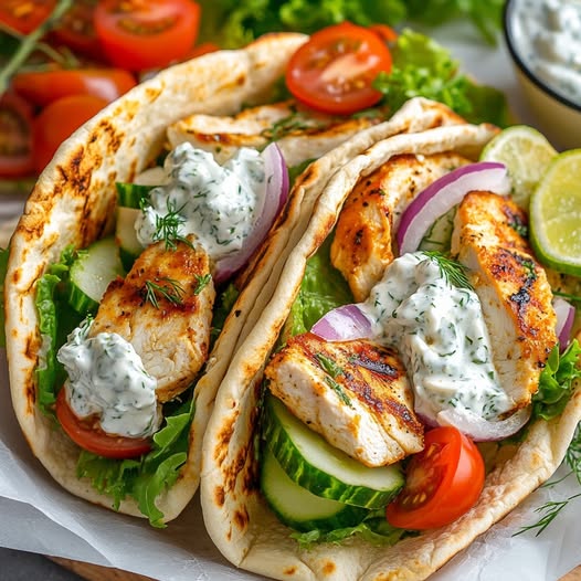 Broodje kipgyros met feta tzatziki perfect voor zomerse dagen en binnen 20 min klaar