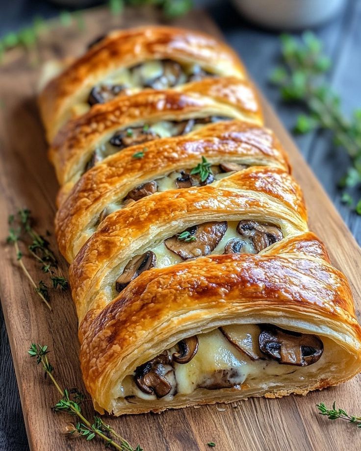 Deze kip champignonstrudel met bladerdeeg staat zó op tafel en smaakt geweldig