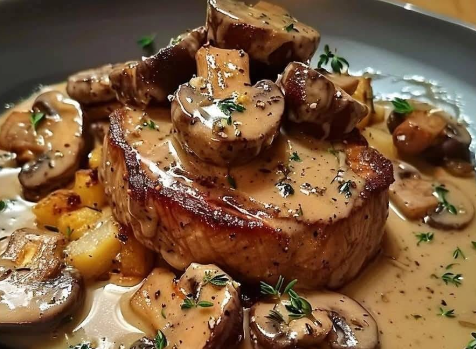 Romige ossenhaas met champignons simpel, snel en overheerlijk