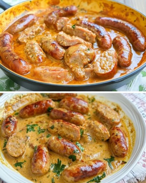 Zet binnen 30 minuten dit overheerlijke braadworstgerecht in romige uienjus op tafel