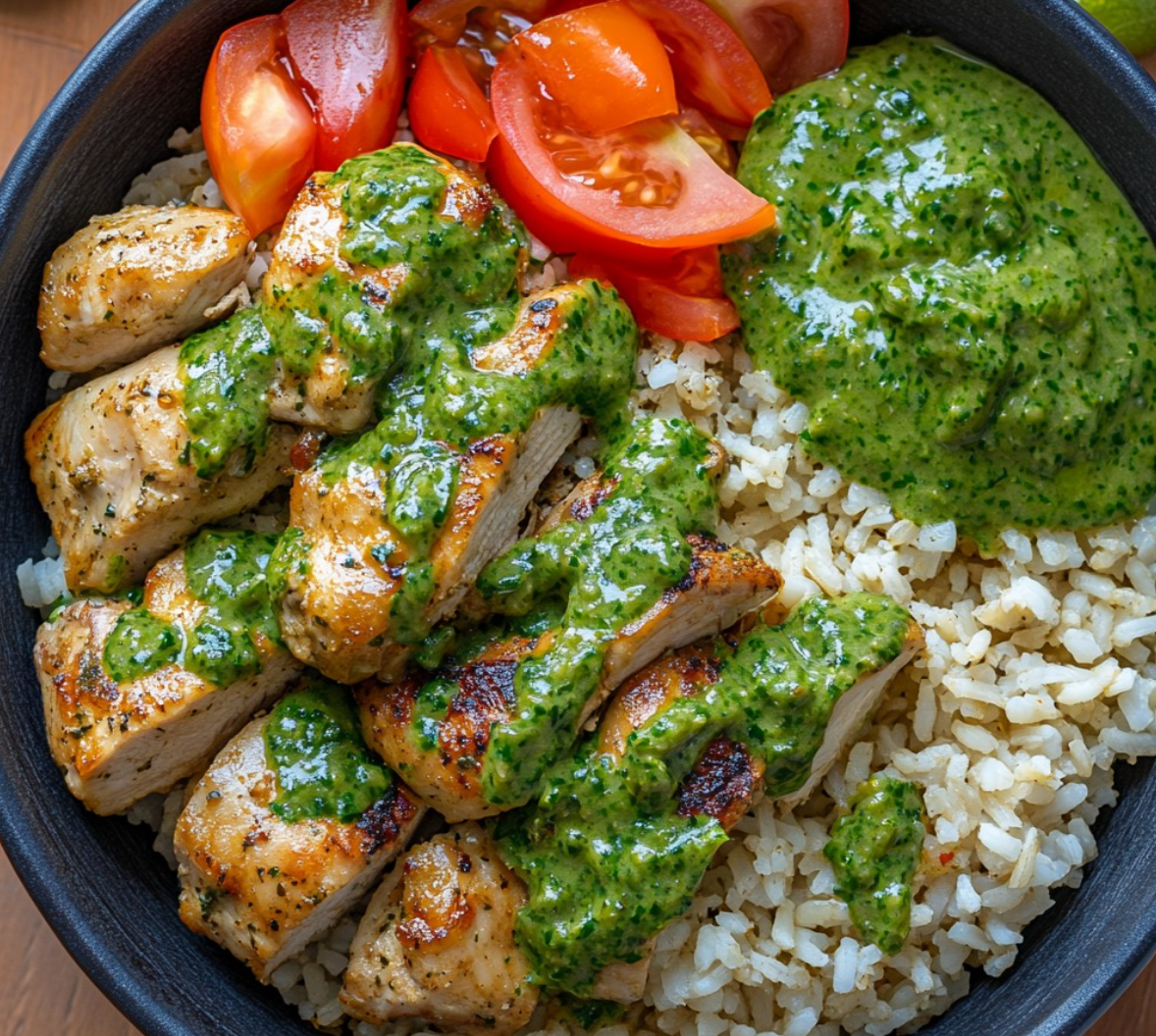 Zin in iets lekkers én gezond probeer deze kleurrijke kip rijstbowl met frisse kruiden!