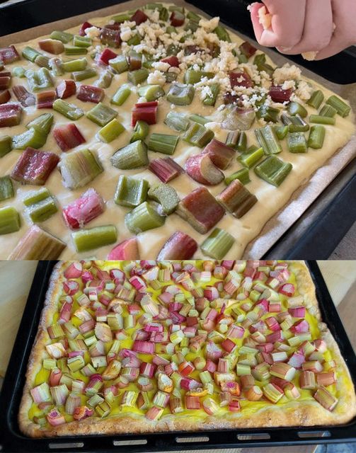 Ontdek hoe je zelf een romige kwark rabarbertaart maakt met zachte vanillepudding