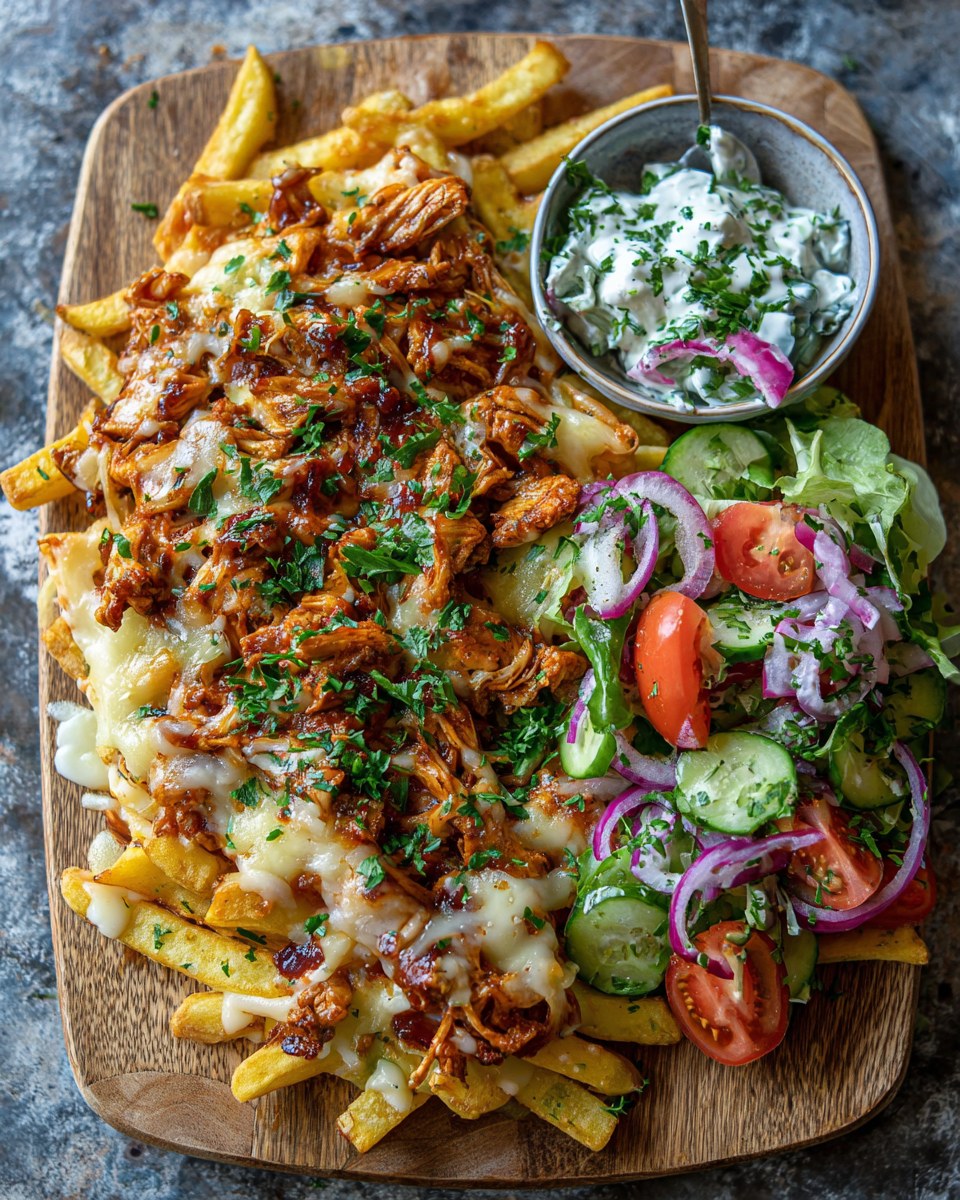In een handomdraai op tafel zelfgemaakte kapsalon uit de oven met kip friet gesmolten kaas en knoflooksaus