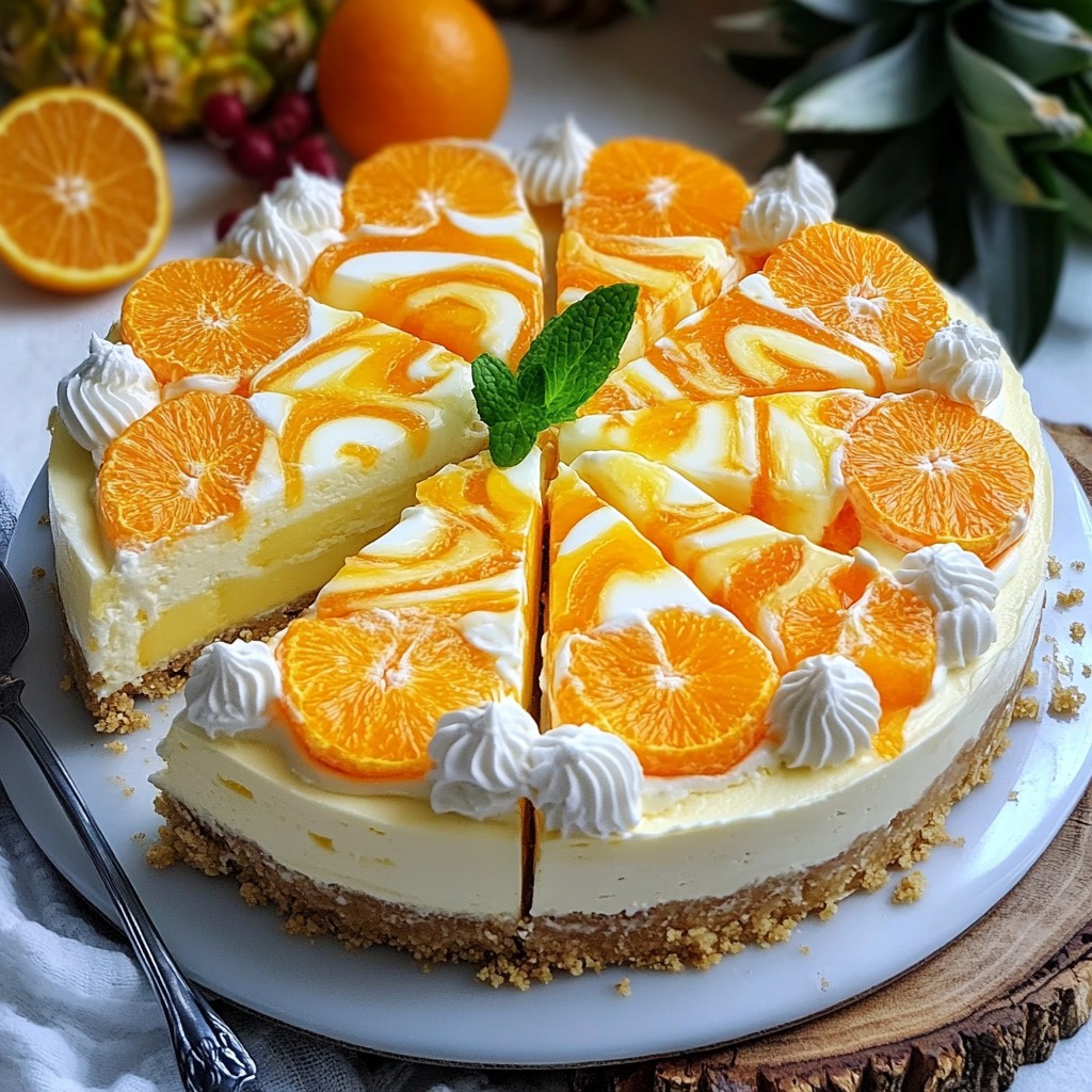 Frisse cheesecake met sinaasappel ananas en mandarijn klaar in 20 minuten zonder oven