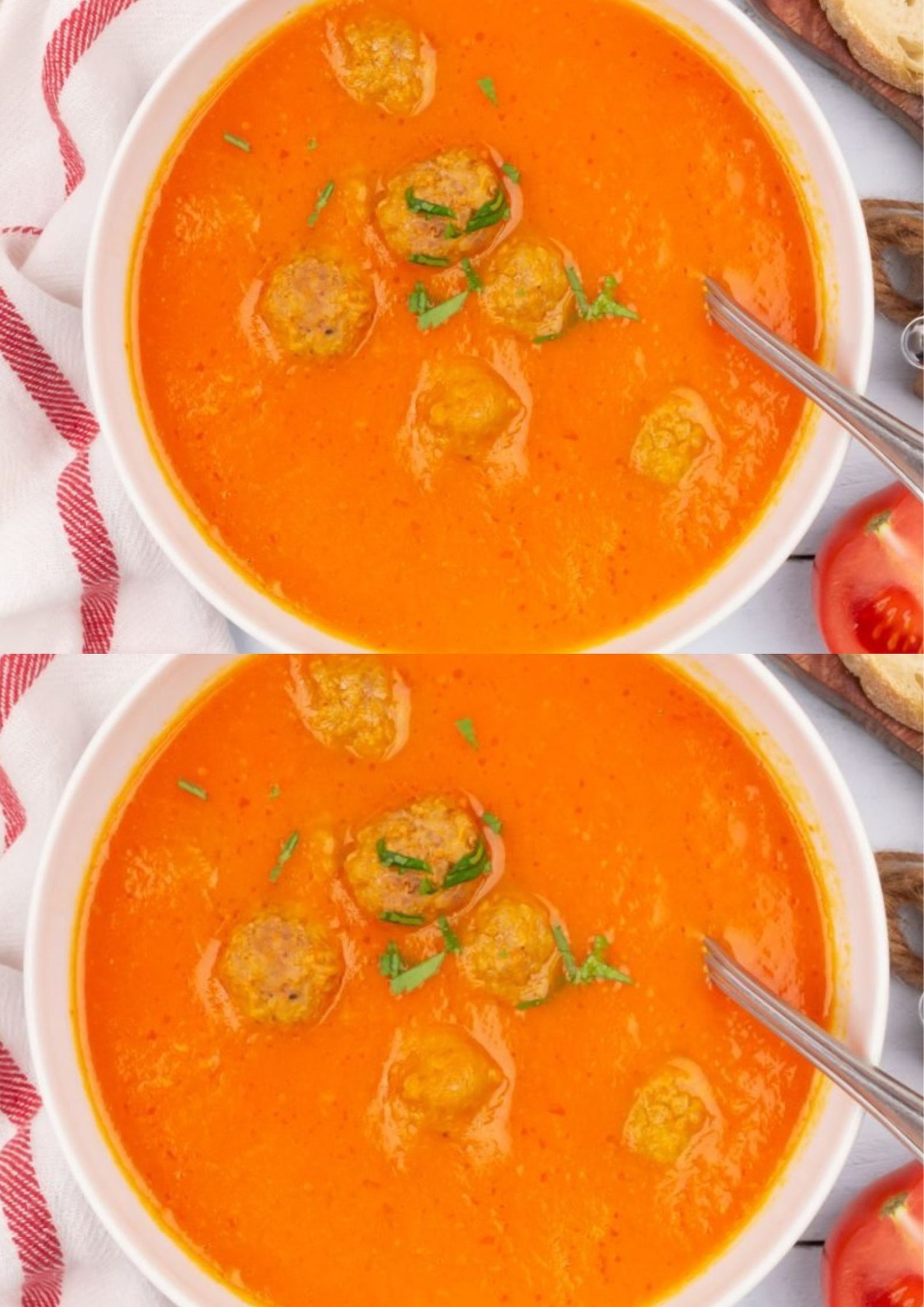 Binnen 35 minuten op tafel romige gezonde tomatensoep met balletjes