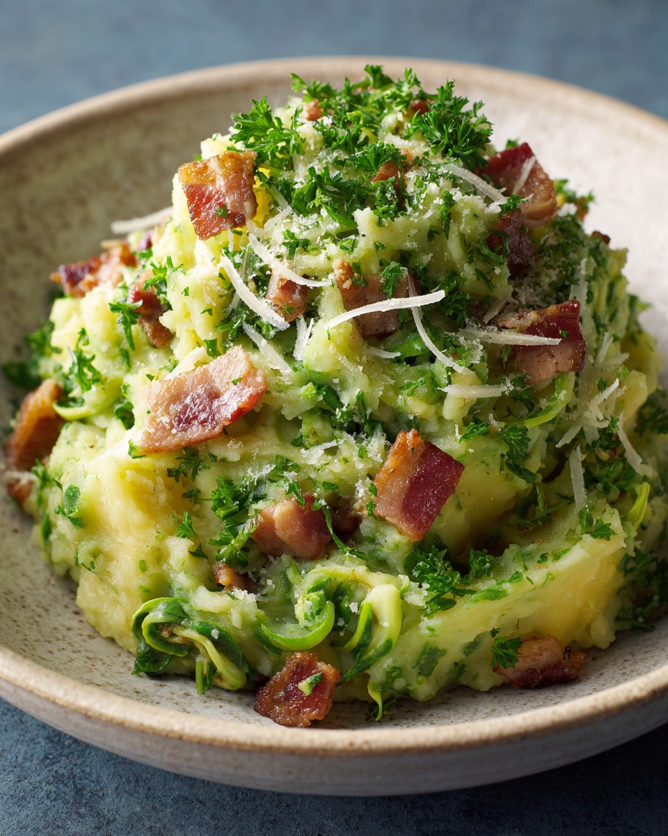 romige Spruitjesstamppot à la Carbonara