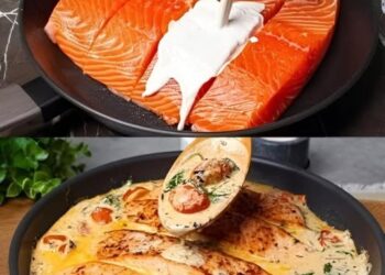 Romige knoflookzalm met spinazie en cherrytomaten in 30 minuten op tafel