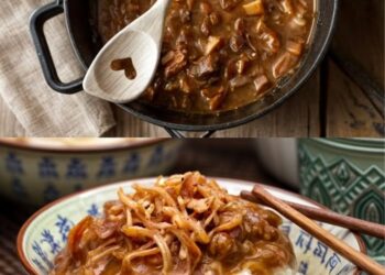 Indonesische Duuvelkip met romige pindasaus en krokante Exotische garnituren