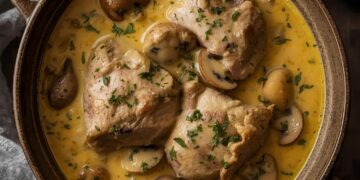 Romige varkenshaasstoofpot met champignons die iedereen wil proeven