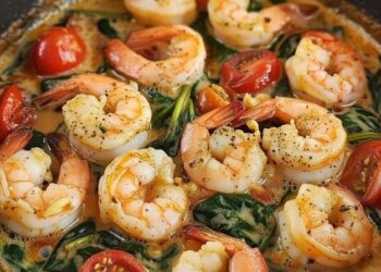 Binnen 30 minuten op tafel: romige Toscaanse garnalen met verse spinazie en tomaat