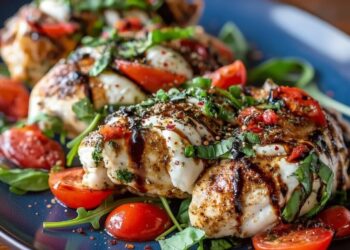 Italiaanse Caprese kipfilets gevuld met mozzarella, tomaat en basilicum