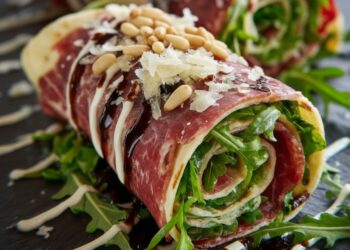 Wrap met carpaccio, Parmezaan, rucola en truffelmayonaise