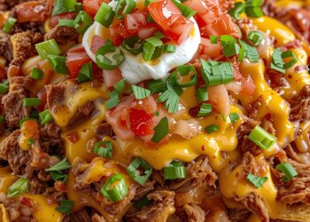 Deze pulled chicken nachoschotel is binnen 30 minuten klaar en onweerstaanbaar lekker!