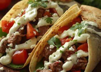 Griekse runderwraps met romige feta-dillesaus