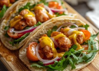 Snel & lekker: krokante kipwraps met tomaat, ui en honing-mosterd dressing