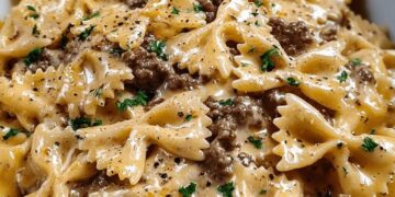 Italiaanse pasta met rundergehakt in romige Truffelsaus