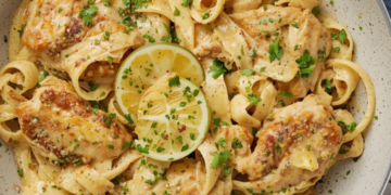 Smaakvol en romig: tagliatelle met kip en citroen-kaassaus