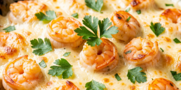 Romige garnalen pasta uit de oven – klaar in 40 minuten en onweerstaanbaar lekker!