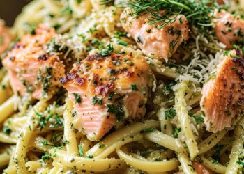 Binnen 30 minuten op tafel: romige pasta met zalm en pesto