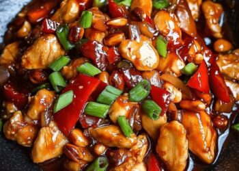 Maak thuis deze pittige Kung Pao wok met kip, groenten en pinda’s