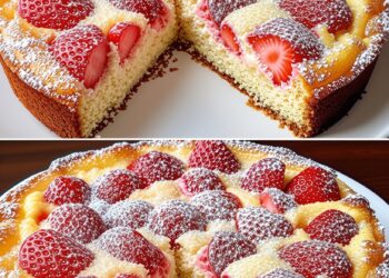 Italiaanse aardbeientaart met romige topping: luchtig, fris en super simpel