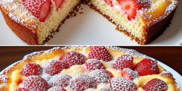 Italiaanse aardbeientaart met romige topping: luchtig, fris en super simpel