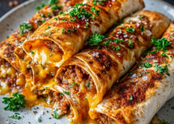 Binnen 20 minuten op tafel: cheesy ovenwraps met gehakt, kaas en tomaat