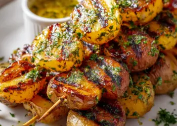 Boterzachte aardappelspiesjes van de barbecue