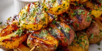 Boterzachte aardappelspiesjes van de barbecue