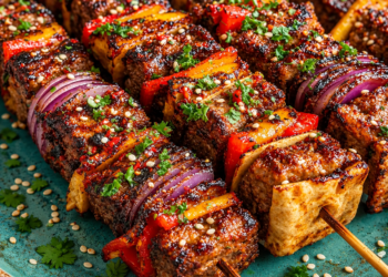 Deze kebabspiesjes met honing-citroen-knoflooksaus zijn dé BBQ-hit van deze zomer