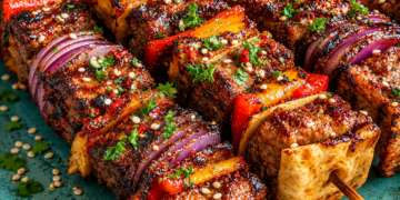 Deze kebabspiesjes met honing-citroen-knoflooksaus zijn dé BBQ-hit van deze zomer