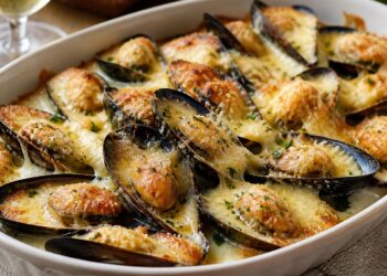 Mosselen uit de oven met knoflook en Parmezaan: onweerstaanbaar lekker