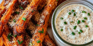 Dé partysnack van het moment: krokante wortelfrietjes met romige Parmezaandip