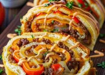 Gevulde gehaktbroodrolletjes met kaas en paprika